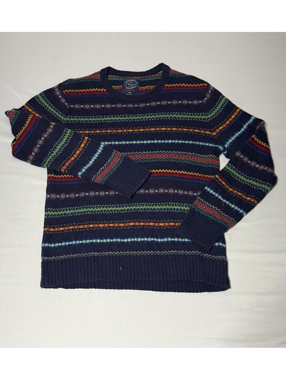 Vintage American Eagle Outfitters Navy Multicolor Fair Isle Crewneck Sweater